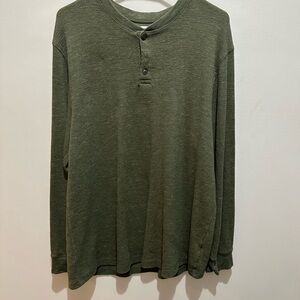 George Olive Long Sleeve Henley Shirt xl